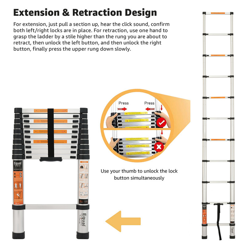 Single Telescopic Ladder 11 steps (10.5ft)