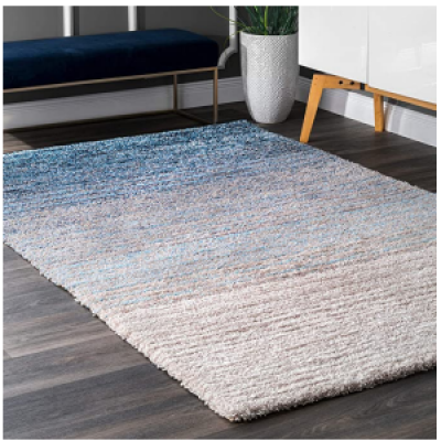 SHAGGY BLUE and CREAM COLOUR MICROFIBER RUGS