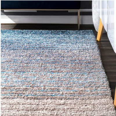 SHAGGY LIGHT BLUE and WHITE COLOUR MICROFIBER RUGS