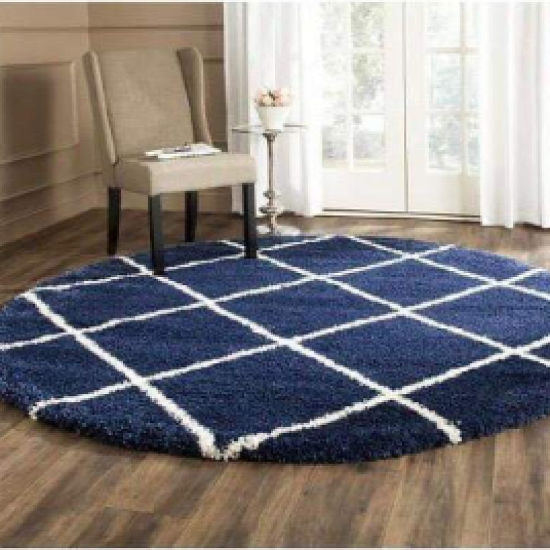 SHAGGY DARK BLUE and WHITE COLOUR MICROFIBER RUGS