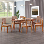 ATLANTA 7 PIECE DINING SET (LIGHT BROWN)