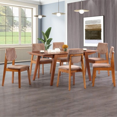 ATLANTA 7 PIECE DINING SET (LIGHT BROWN)