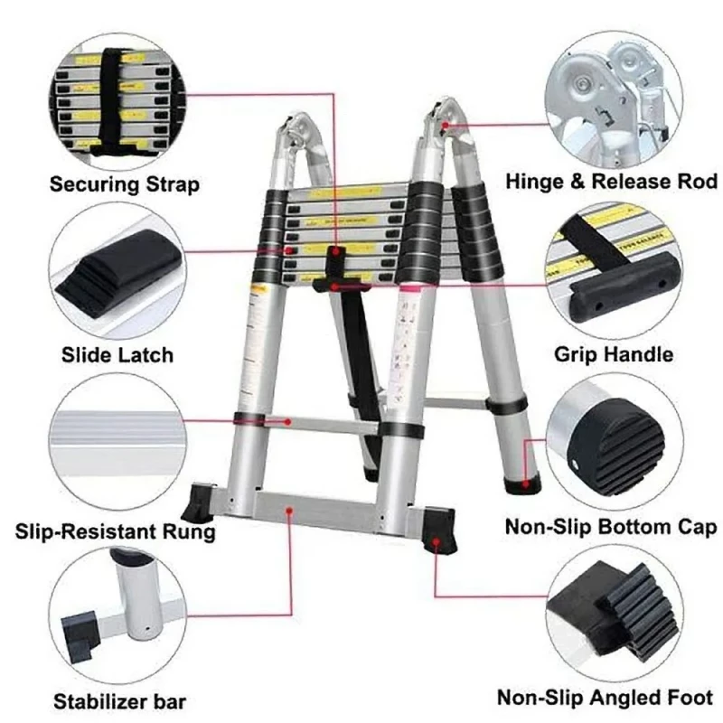 Double Telescopic Ladder (A-Type) 12 steps (12.5ft)