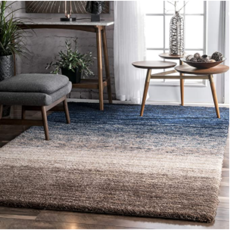 SHAGGY BLUE and LIGHT GREY COLOUR MICROFIBER RUGS
