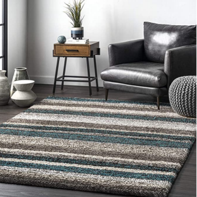 SHAGGY BLUE and BEIGE COLOUR MICROFIBER RUGS