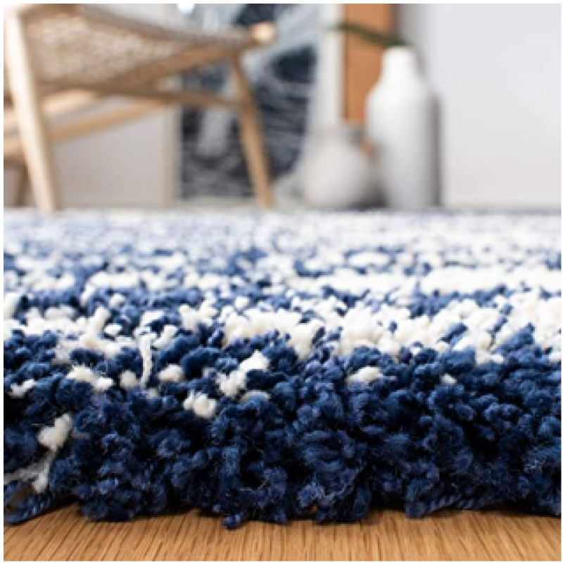 SHAGGY DARK BLUE and WHITE COLOUR MICROFIBER RUGS