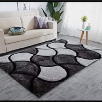 SHAGGY BLACK and WHITE COLOUR MICROFIBER RUGS