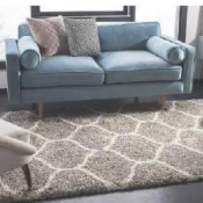 SHAGGY GREY and WHITE COLOUR MICROFIBER RUGS