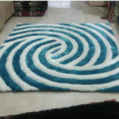 SHAGGY SKY BLUE and WHITE COLOUR MICROFIBER RUGS