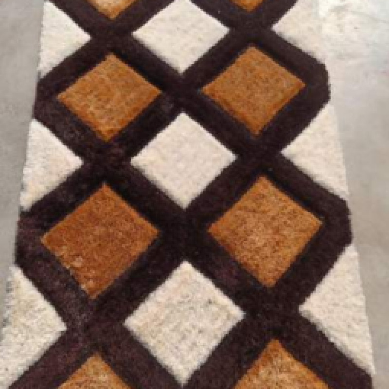 SHAGGY BROWN and WHITE COLOUR MICROFIBER RUGS