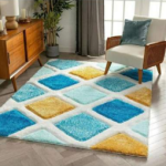 SHAGGY GREEN and YELLOW COLOUR MICROFIBER RUGS