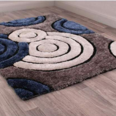 SHAGGY BLUE and WHITE COLOUR MICROFIBER RUGS