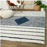 SHAGGY DARK BLUE and WHITE COLOUR MICROFIBER RUGS
