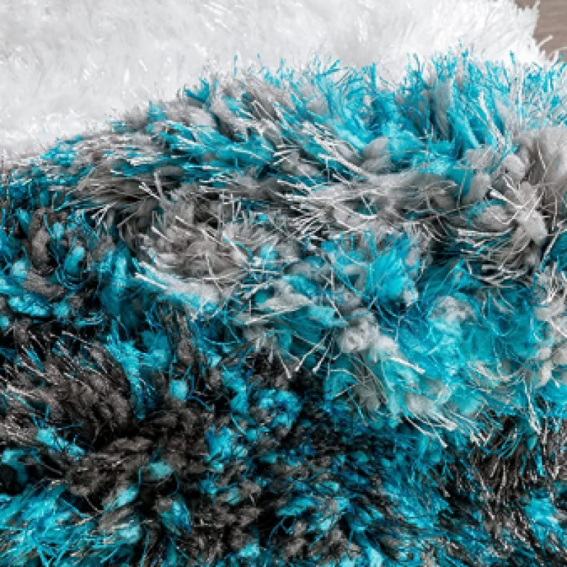 SHAGGY SKY BLUE and BLACK COLOUR MICROFIBER RUGS