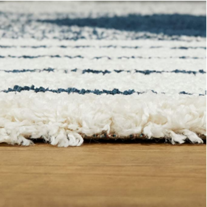 SHAGGY DARK BLUE and WHITE COLOUR MICROFIBER RUGS