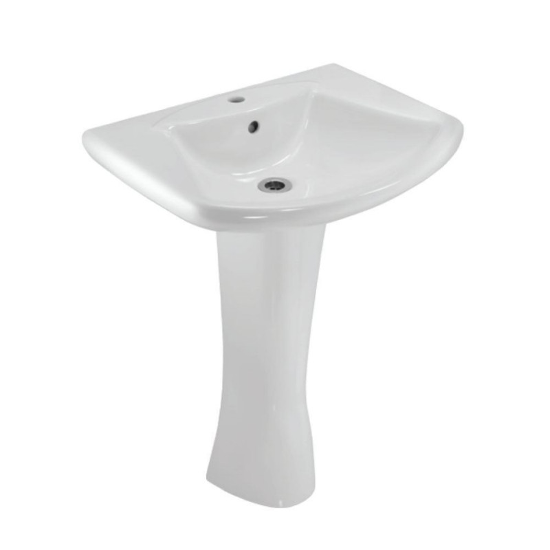 JAQUAR WALL HUNG BASIN WITH FULL PEDESTAL LYS-WHT-38801